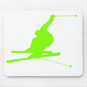 Chartreuse, Neon Green Snow Skiing Muismat