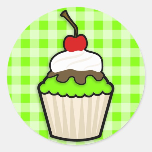 Chartreuse, Neon Groene Cupcake Ronde Sticker (Voorkant)