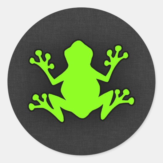 Chartreuse, Neon Groene Kikker Ronde Sticker (Voorkant)