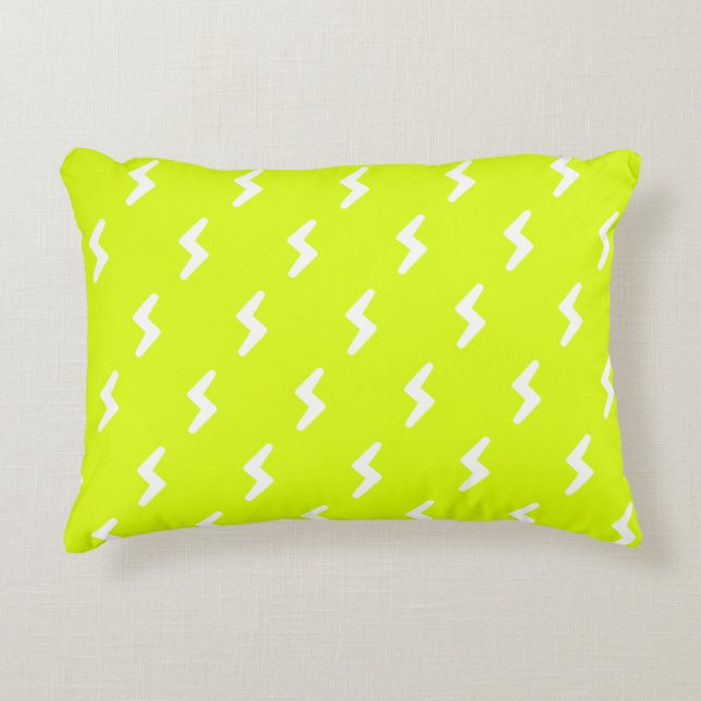 Chartreuse, neongroen, wit schroefdop accent kussen (Voorkant)