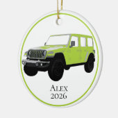 Chartreuse off-road utility vehicle 7-sleuf grille keramisch ornament (Links)
