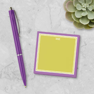 Chartreuse Paarse Randen Monogram Post-it® Notes