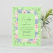 Chartreuse Pastel Bloem Bruiloft Kaart (Staand voorkant)