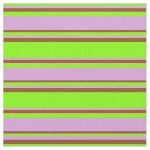 Chartreuse, Plum en Brown Stripes Pattern Stof