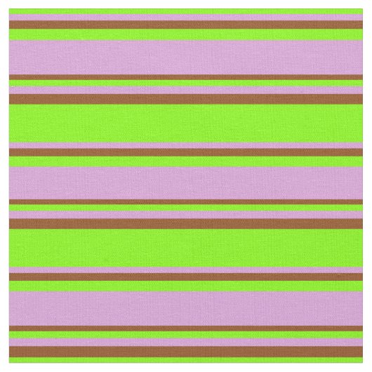 Chartreuse, Plum en Brown Stripes Pattern Stof (Close Up)