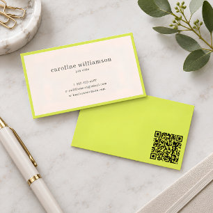 Chartreuse QR-code modern minimalistisch professio Visitekaartje