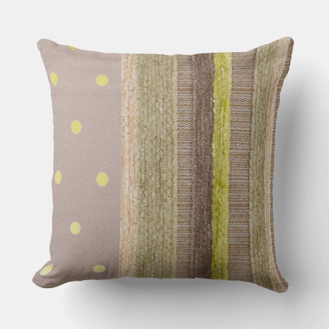 Chartreuse Streep en Stippen Worp Kussen (Voorkant)