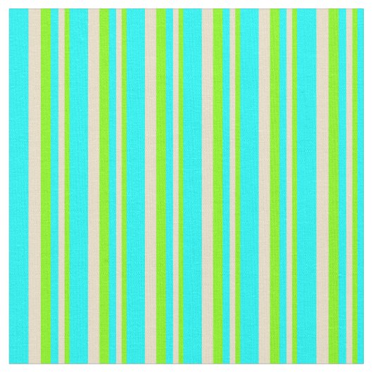 Chartreuse, Tan en Cyaan Lined/Striped Pattern Stof (Close Up)
