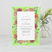 Chartreuse Terracotta Roze Bruiloft Kaart (Staand voorkant)