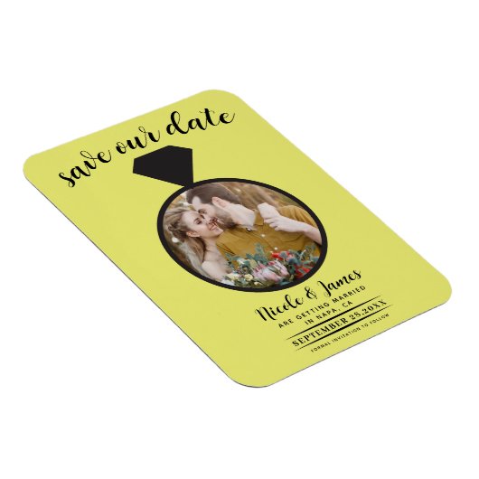 Chartreuse Trouwring Foto Save the Date Magneet (Rechterzijde)