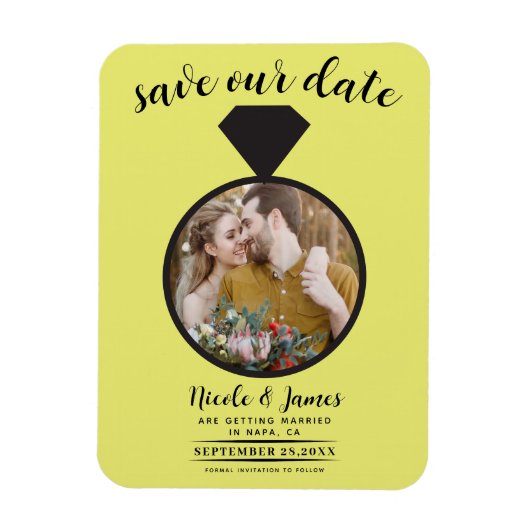 Chartreuse Trouwring Foto Save the Date Magneet (Verticaal)