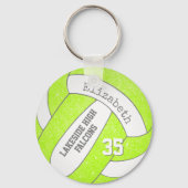 chartreuse volleybaltas label met spelerteam sleutelhanger (Voorkant)