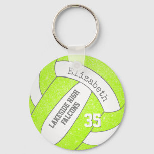 chartreuse volleybaltas label met spelerteam sleutelhanger
