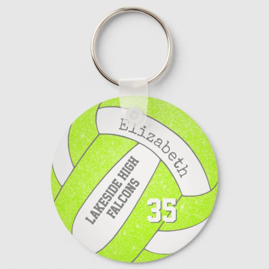 chartreuse volleybaltas label met spelerteam sleutelhanger (Achterkant)