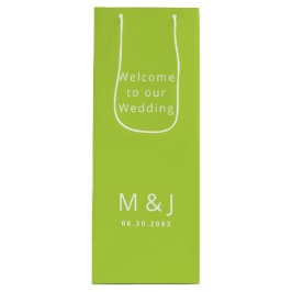 Chartreuse wit monogram bruiloft dank u wijn cadeautas