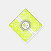 Chartreuse, witte kant patroon bruiloft servetten (Hoek)