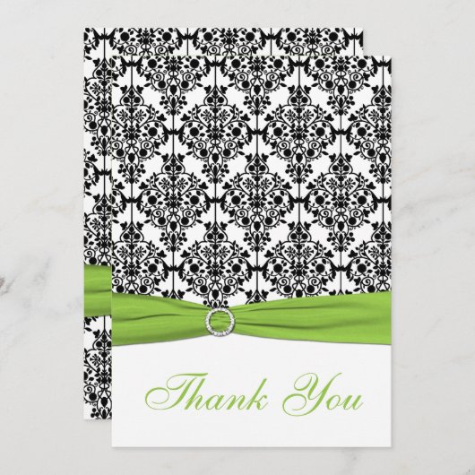 Chartreuse, witte, zwarte, zwarte, bedankt kaart (Voorkant / Achterkant)