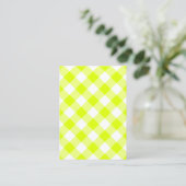 Chartreuse Yellow Gingham Blank Visitekaartje (Staand voorkant)