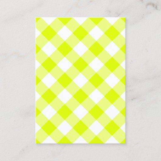Chartreuse Yellow Gingham Blank Visitekaartje (Voorkant)