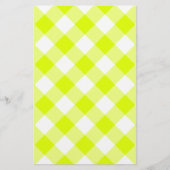 Chartreuse Yellow Gingham Briefpapier (Voorkant)