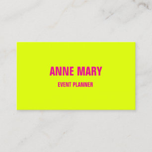 Chartreuse Yellow Hot Pink Wedding Event Planner Visitekaartje