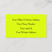 Chartreuse Yellow Neon Fluorescent Bright Colorful Visitekaartje (Achterkant)