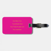 Chartreuse Yellow Neon Hot Pink Monogram Script Bagagelabel (Achterkant horizontaal)