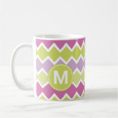 Chartreuse Yellow Pink Monogram Koffiemok (Links)