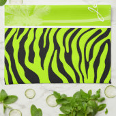 Chartreuse Zebra Stripes Dierenprint; Palm Theedoek (Gevouwen)