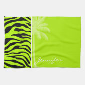 Chartreuse Zebra Stripes Dierenprint; Palm Theedoek (Horizontaal)