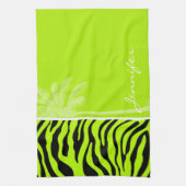 Chartreuse Zebra Stripes Dierenprint; Palm Theedoek (Verticaal)