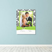 Chartreuse, zwart, wit, Damask Wedding Canvas (Insitu (Houten vloer))