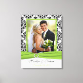 Chartreuse, zwart, wit, Damask Wedding Canvas Afdruk (Voorkant)