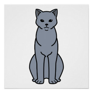Chartreux Cat Cartoon Perfect Poster