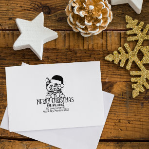 Chartreux Cat Retour Adres Kerst Rubberstempel