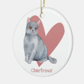 Chartreux Cat Waterverf Kat Roze hart Keramisch Ornament (Links)