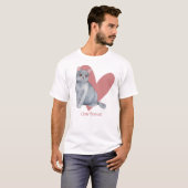 Chartreux Cat Waterverf Kat Roze hart T-shirt (Voorkant volledig)