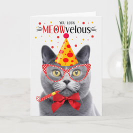 Chartreux Grijs Kat MEOWvelous Verjaardag Kaart
