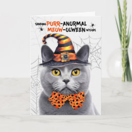 Chartreux Halloween Kat PURRanormale MEOWolween Feestdagen Kaart