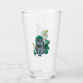 Chartreux Kat met Gele Bloem Glas (Achterkant)