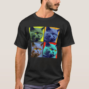 Chartreux Kat Pop Illustratie Kleurrijk Dier 1 T-shirt