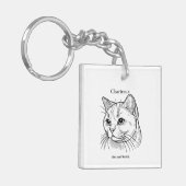 Chartreux kattenportret sleutelhanger (Voorkant Links)