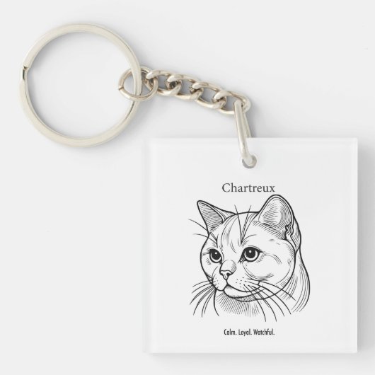 Chartreux kattenportret sleutelhanger (Voorkant)