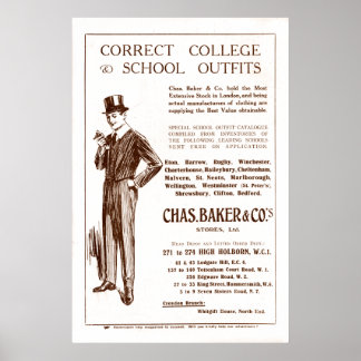 Chas Baker Clothing Ad vanaf 1920 Poster