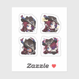 Chasca Genshin Impact 4 stickers op één vel