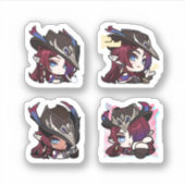 Chasca Genshin Impact 4 stickers op één vel (Voorkant)