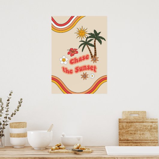 Chase de zonsondergang retro poster (Keuken)