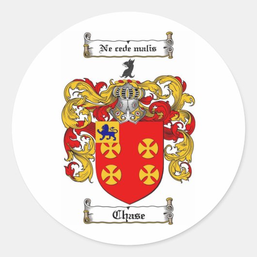 CHASE FAMILY CREST - ACHTERVOLGINGSWAPEN RONDE STICKER (Voorkant)