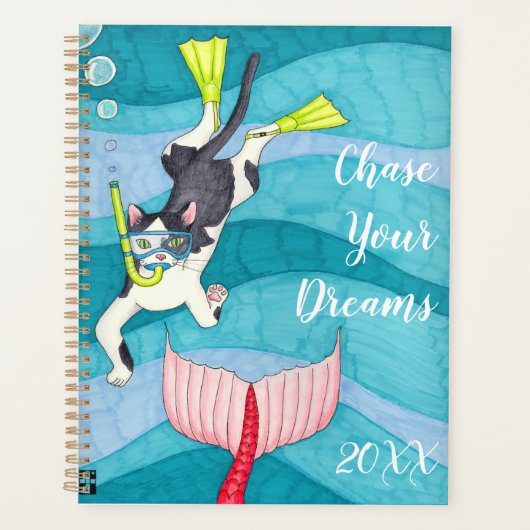 Chase je droomscuba Kat op elke datum Planner (Voorkant)