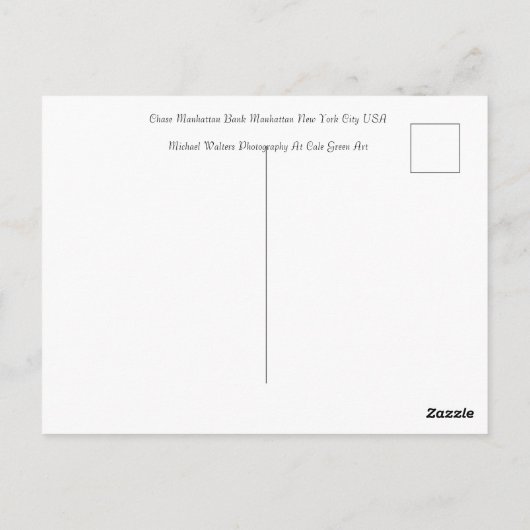 Chase Manhattan Bank New York City Briefkaart (Achterkant)